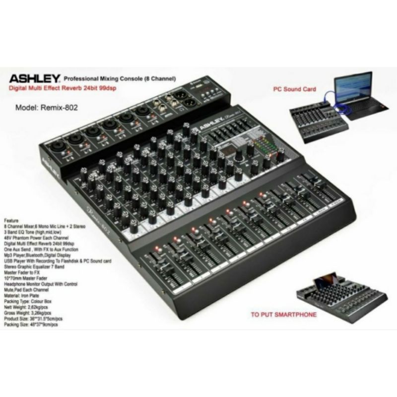Mixer Audio Ashley REMIX802 REMIX 802 8 Channel