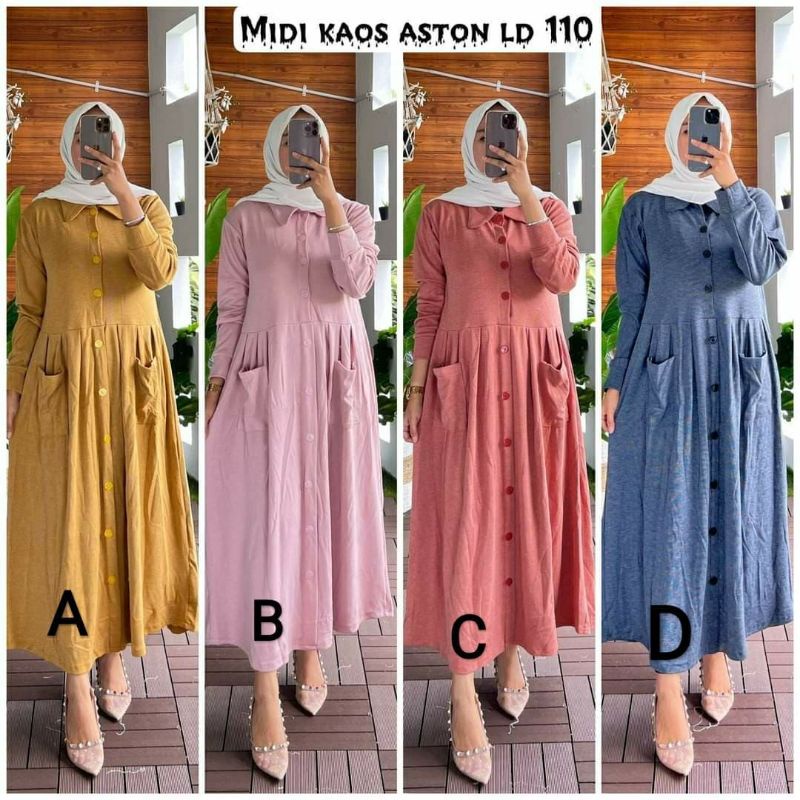 MIDI dress Bahan kaos aston Ld 110 PB 130 Real pict
