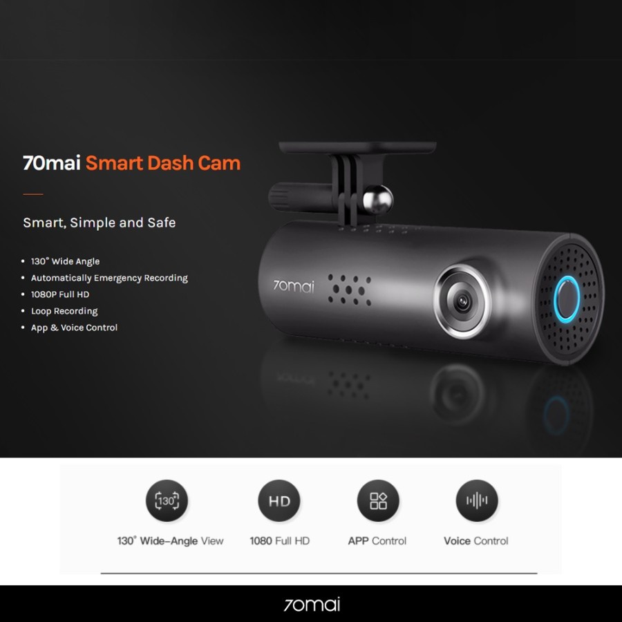 70mai Smart Dash Cam 1S 1080P Recorder Auota Car Camera - Wifi Car DVR - Garansi Resmi 1 Tahun
