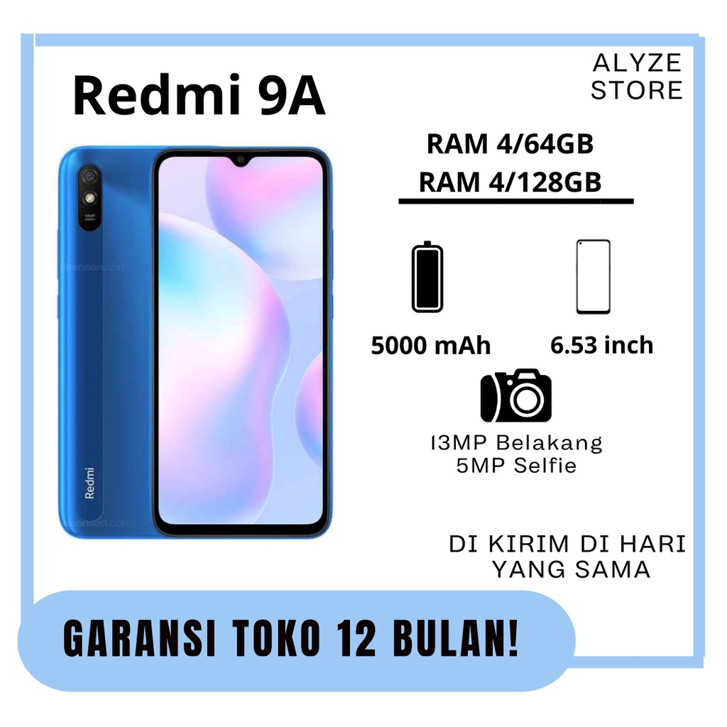 REDMI 9A RAM 6GB INTERNAL 128 GB GARANSI 1 TAHUN