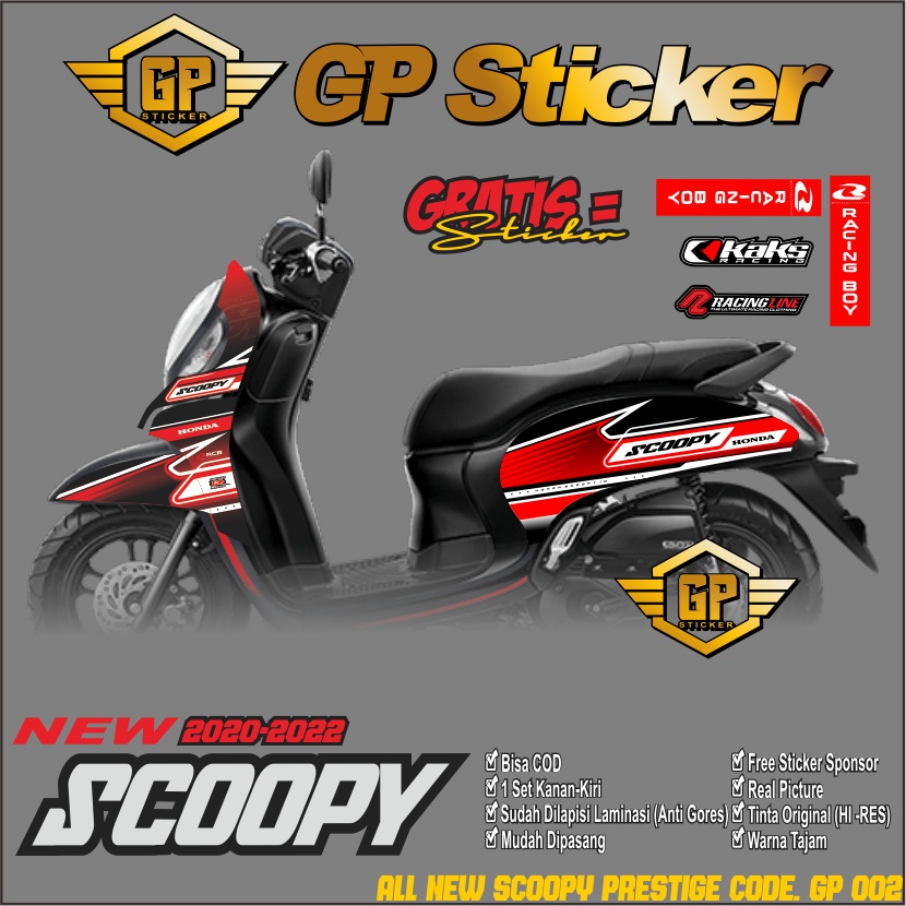 Striping Scoopy 2020 2022 Stiker Motor Honda New Racing List Simple Scoopy Prestige semiFull .GP 002