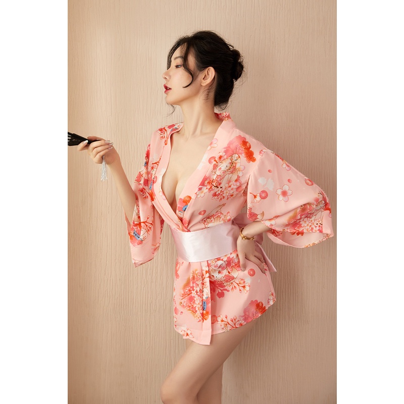 LI-33 pink mini kimono lingerie baju tidur wanita cosplay jepang tradisional