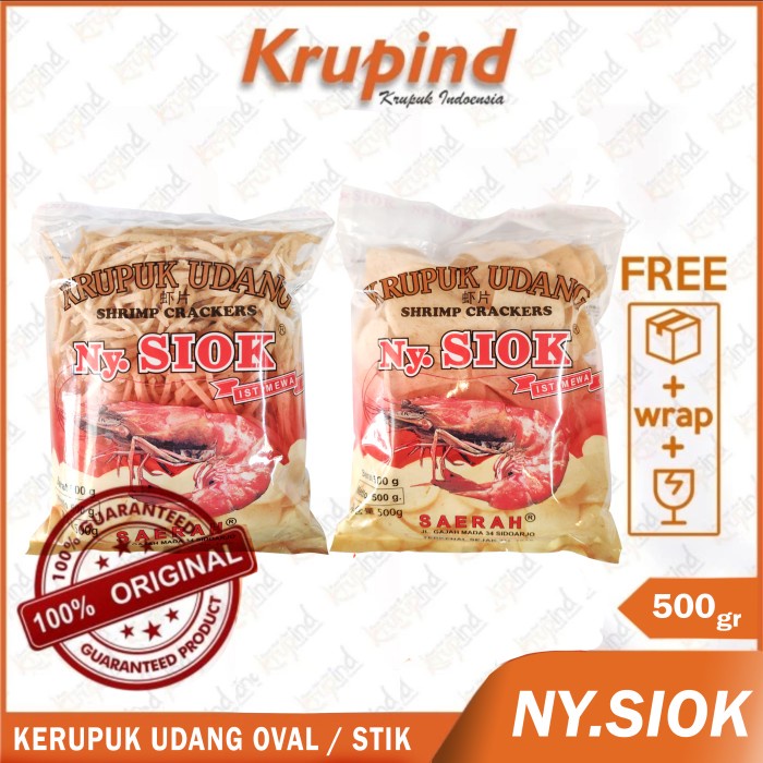 

NY SIOK - Krupuk Udang Stik / Oval 500gr - Kerupuk Siok / Nyonya Siok