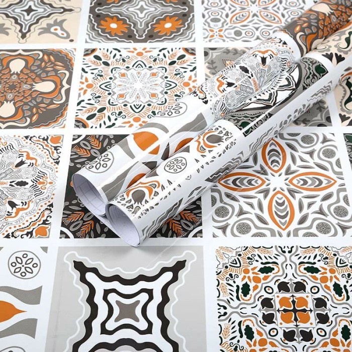 WALLPAPER STICKER DINDING DAPUR WALLPAPER TEGEL KERAMIK VINTAGE TEGEL