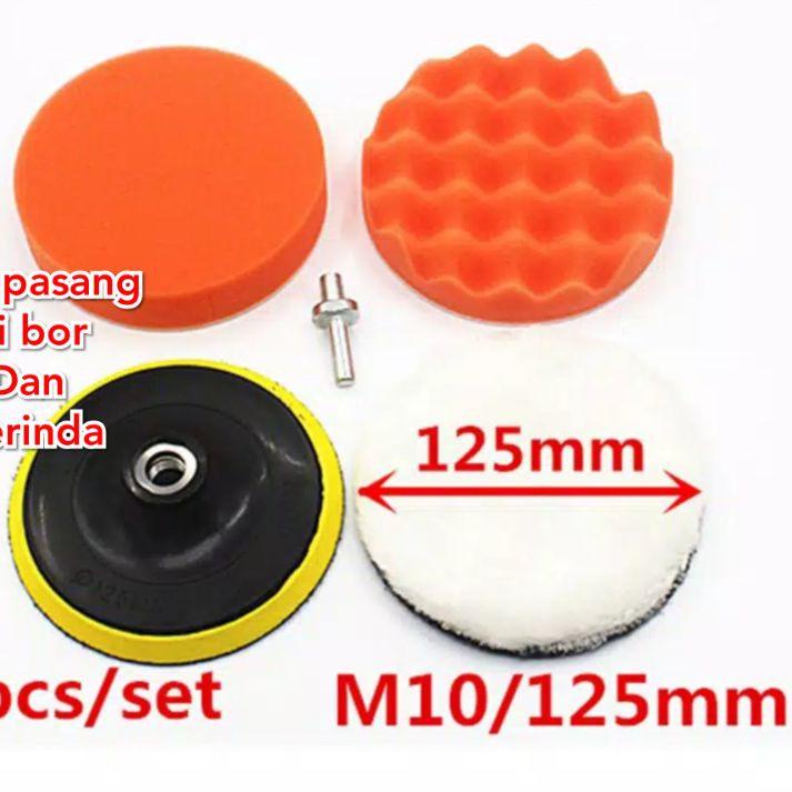 ➺ busa poles set 5 inch isi 5 pcs wol poles busa spon pad poles 5 inchi aksesoris mesin poles ❅
