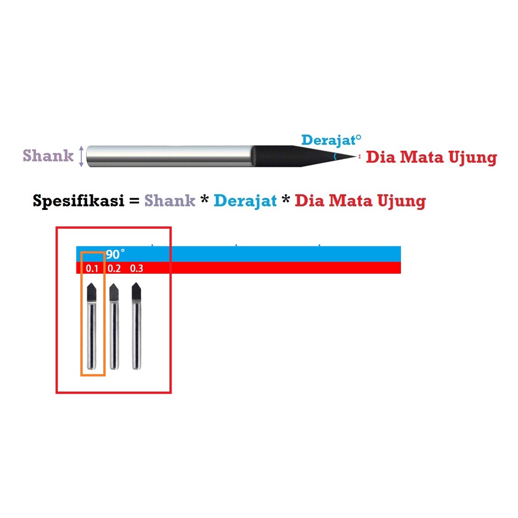 [HAEBOT] Mata Router Grafir V Bit 90 derajat 0.1mm 3.17mm PCB Acrilik Tungsten Carbide V-Shaped Pisau Ukir CNC 90 degree