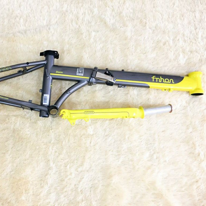 Frame Fork Fnhon Storm abu abu kuning dan Handle post Hp 2 warna grey