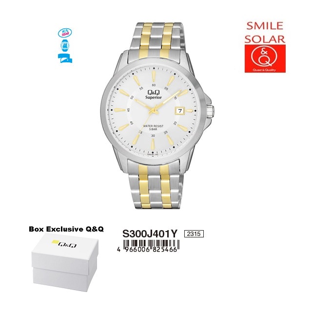 Jam Tangan Pria Casual Business Rantai Stainless Steel Tanggal Analog Original Q&amp;Q QnQ QQ S300 S300J Series