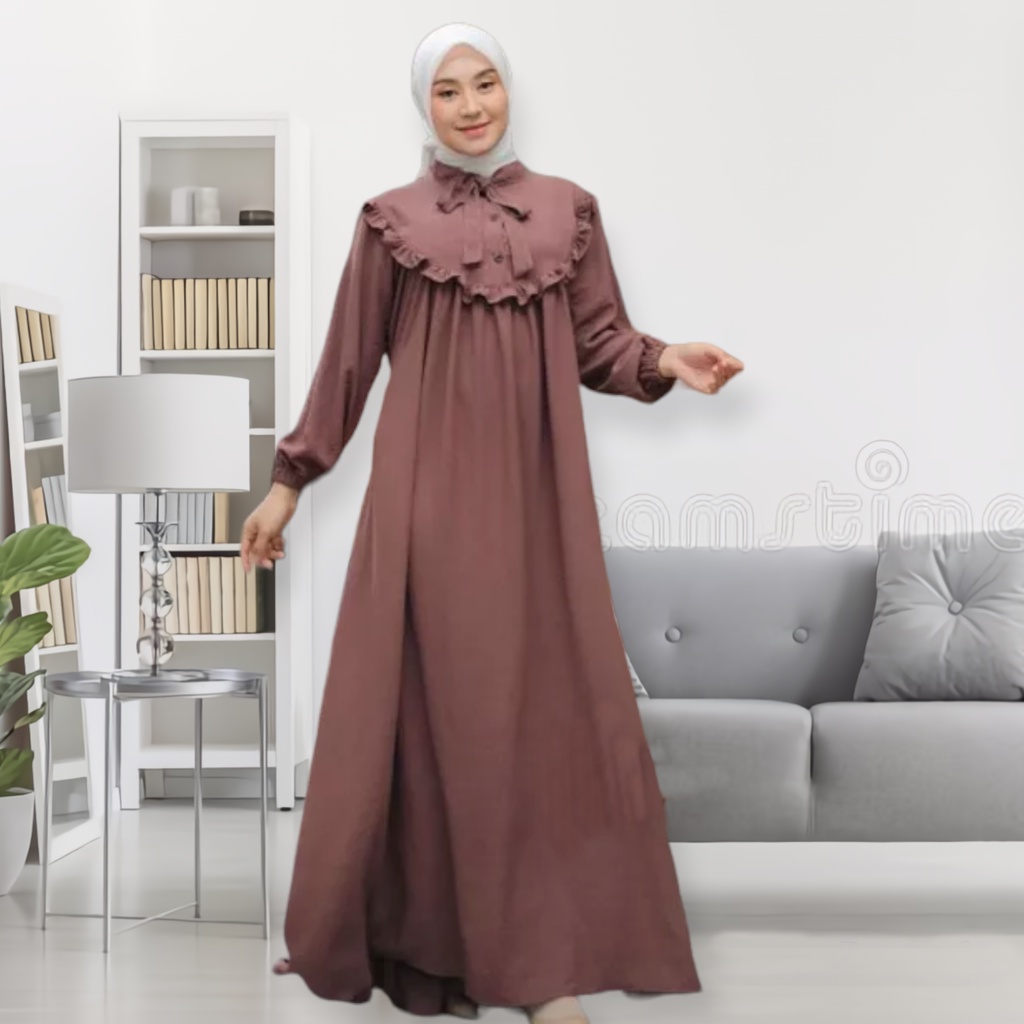 DRESS GAMIS DINDA BAHAN CRINCLE AIRFLOW / GAMIS WANITA