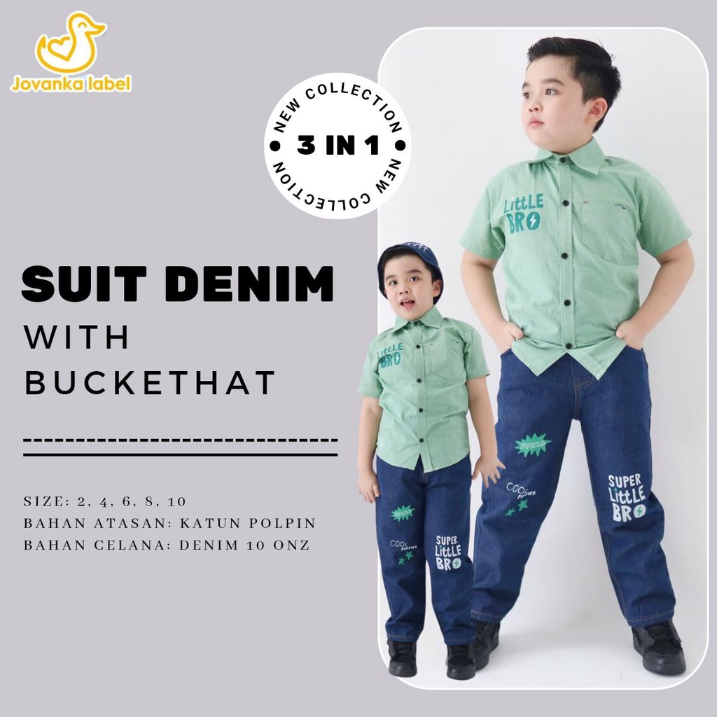 SETELAN SUIT DENIM with Buckethat anak anak by Jovanka