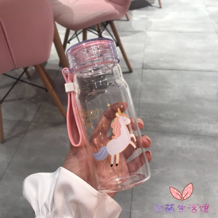 botol minum  Botol Minum Kaca Unicorn 480 ml GMBR(F3R3) Botol Minum Anak Perempuan Botol Minum Anak 