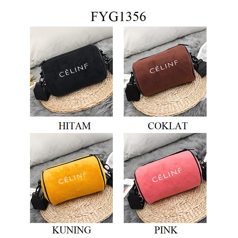 FYGALERY FYG1356 Tas Selempang Wanita Tas Lonjong Bulu Fashion Kekinian