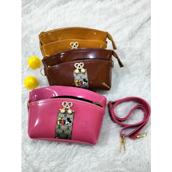 dompet wanita tali mutiara motif