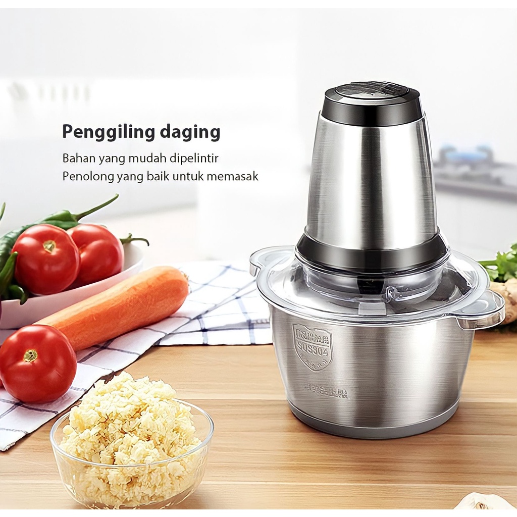 ( BISA COD ) PROMO BLENDER DAGING CHOPPER MEAT BESAR / MEAT GRINDER BLENDER STAINLESS STEEL 2 LITER / PENGGILING DAGING SERBAGUNA / FOOD CHOPPER / PENGHANCUR DAGING SAYUR BUAH / BLENDER DAGING MURAH STAINLESS STEEL