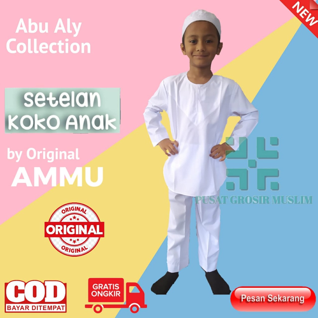 Promo Baju Koko Setelan Anak Original Abu Ali by ammu Anak, Abu Ali Bahan Katun, Abu Aly