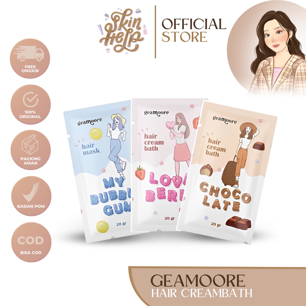 ✨LACIKOSME✨[ SACHET ] GEAMOORE HAIR CREAMBATH - MASKER RAMBUT HAIR MASK BPOM ORIGINAL