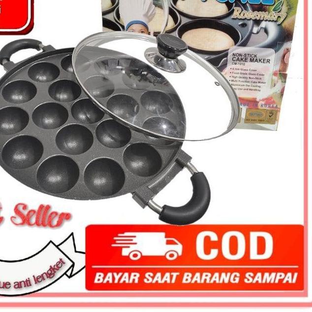 ▲ Cetakan Kue Takoyaki Teflon 19 Lubang Cekung Snack Maker Pentol Goreng Teflon Tebal Anti Lengket ✲
