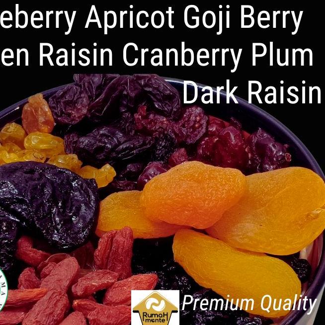 

✤ TRAIL MIX 7 BUAH KERING 500GR BLUEBERRY CRANBERRY DARK RAISIN GOLDEN RAISIN GOJIBERRY PLUM APRICOT (CEMILAN DIET) ➳