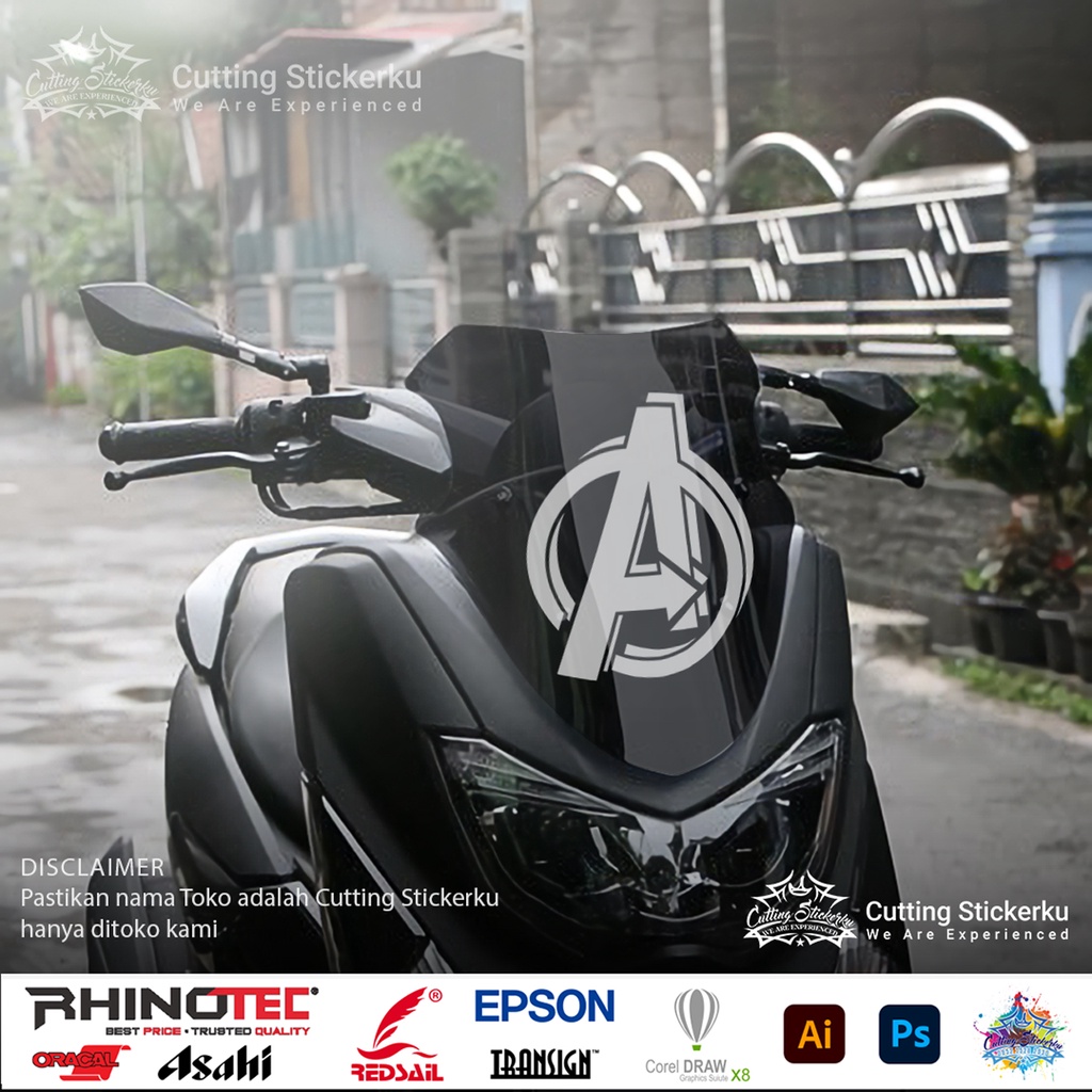 Cutting Stiker Avengers Logo Variasi Motor Mobil Sticker Timbul Keren Nyala Dasbor Spakbor Visor Body Kaca Helm Laptop Hologram Reflective Tahan Air Bodi Samping Nama Jepang Scoopy Vario Beat Nmax Pcx Vespa Aesthetic Pickup Windshield Kustom Modif