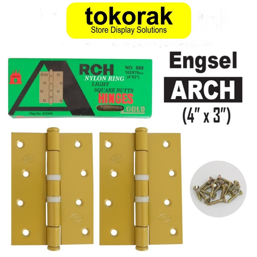 ENGSEL NYLON ARCH ASLI 4 INCH GOLD PINTU ALUMINIUM JENDELA KUPU-KUPU PER 2 PCS