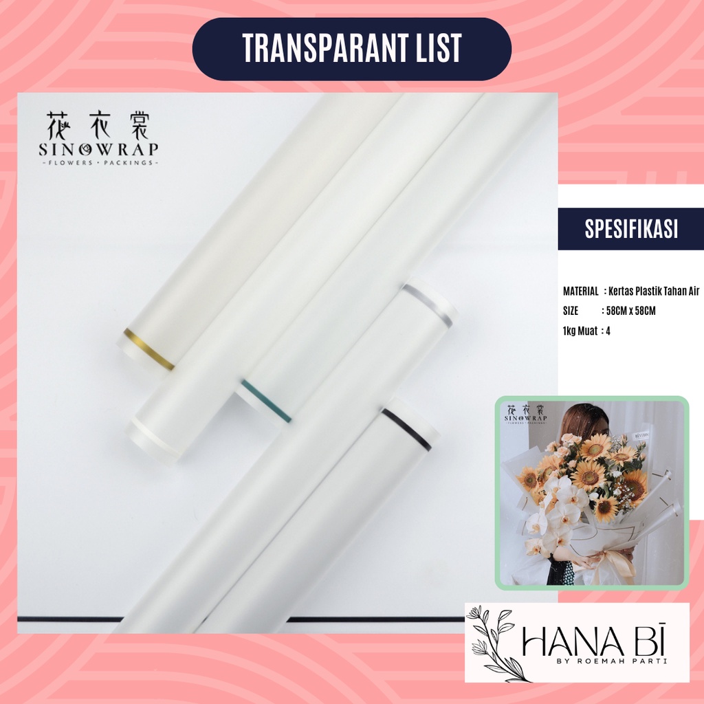 

5 Lembar Chellophane Transparant List Kertas Buket Korea Bunga Flower Wrapping Paper Kado P.WM-044B