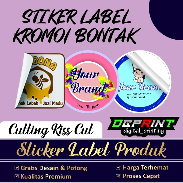 

Cetak Stiker Label Bulat Kotak Kemasan Produk Custom