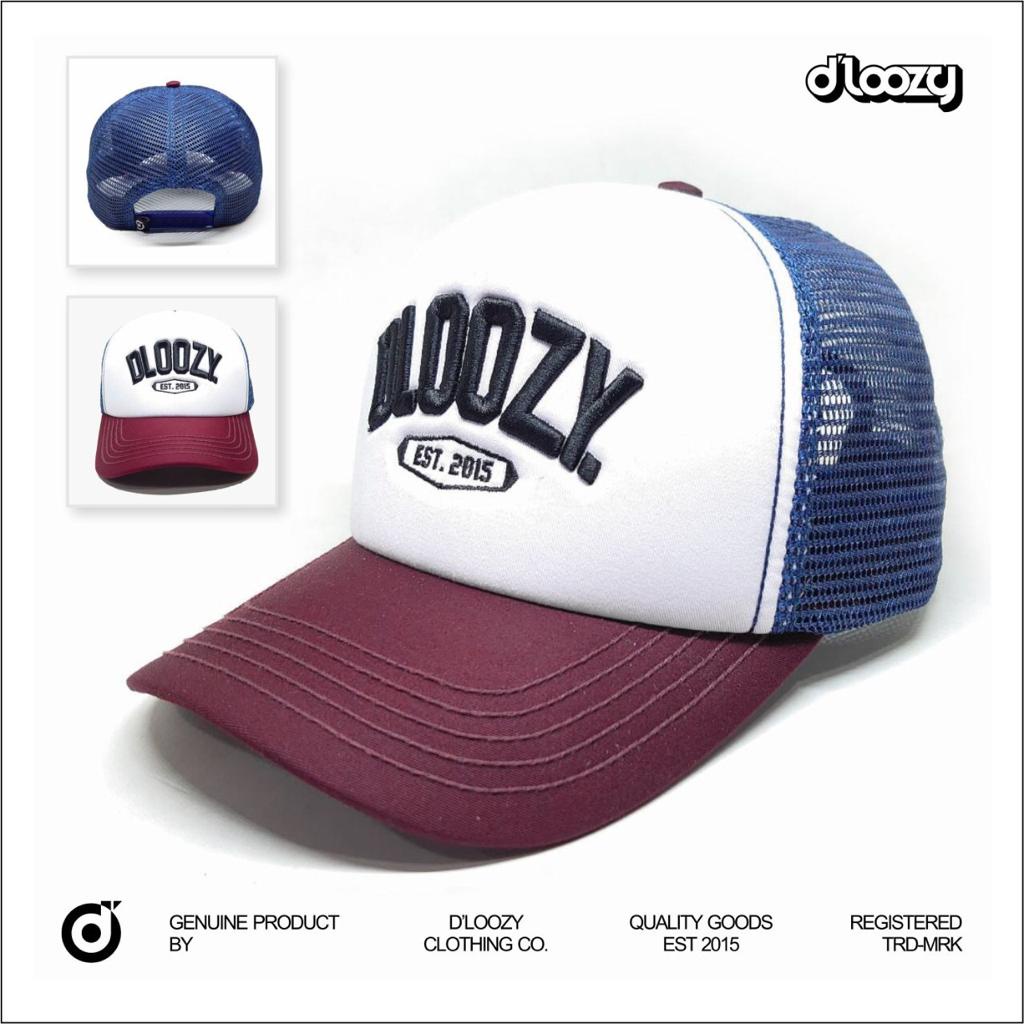 Topi Jaring Pria DLOOZY Trucker Hats Putih Maroon Navy Caps