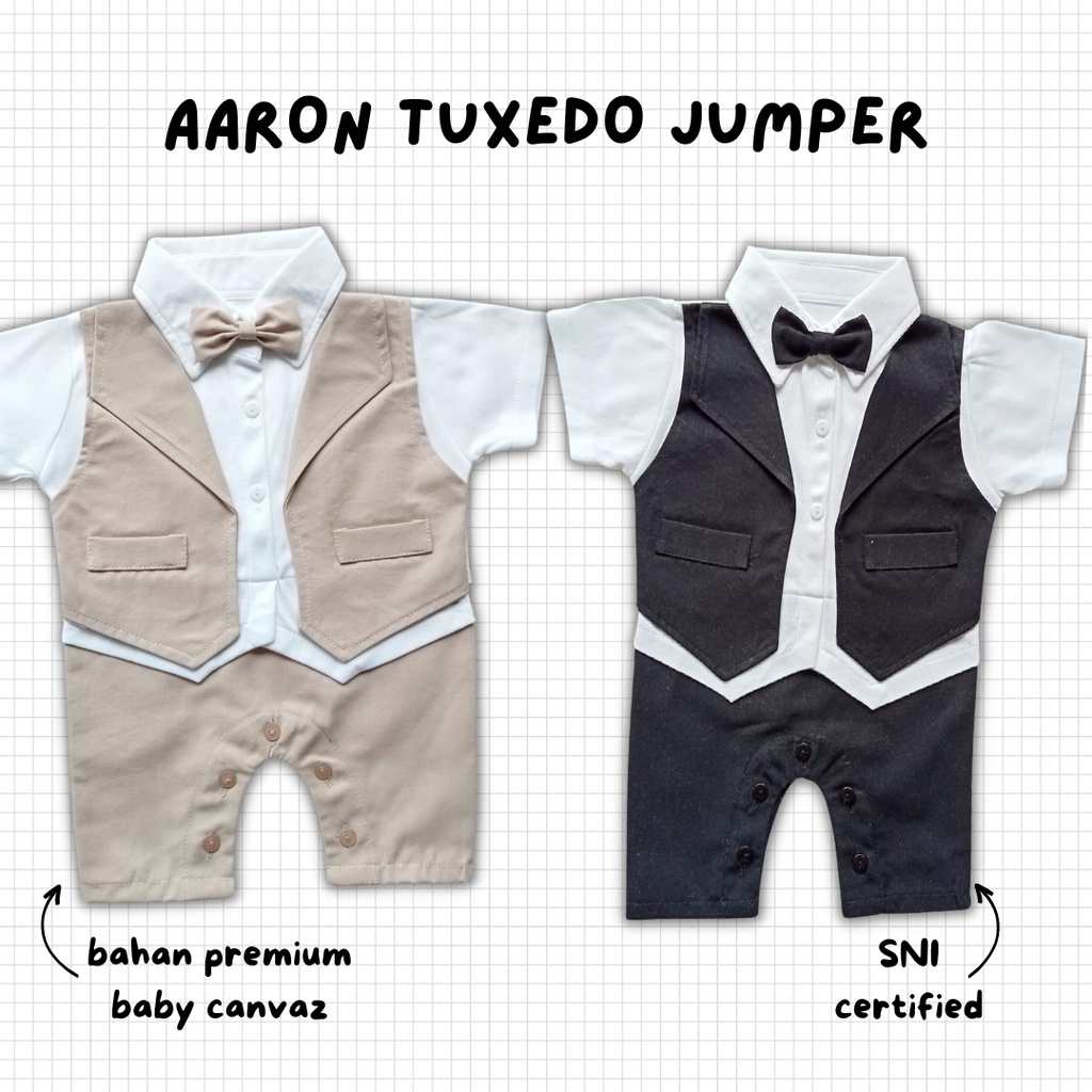 tuxedo bayi anak laki laki jumper tuxedo baju kodangan anak bayi laki laki 6 12 18 bulan jas anak laki laki balita AARON tuxedo jumper set