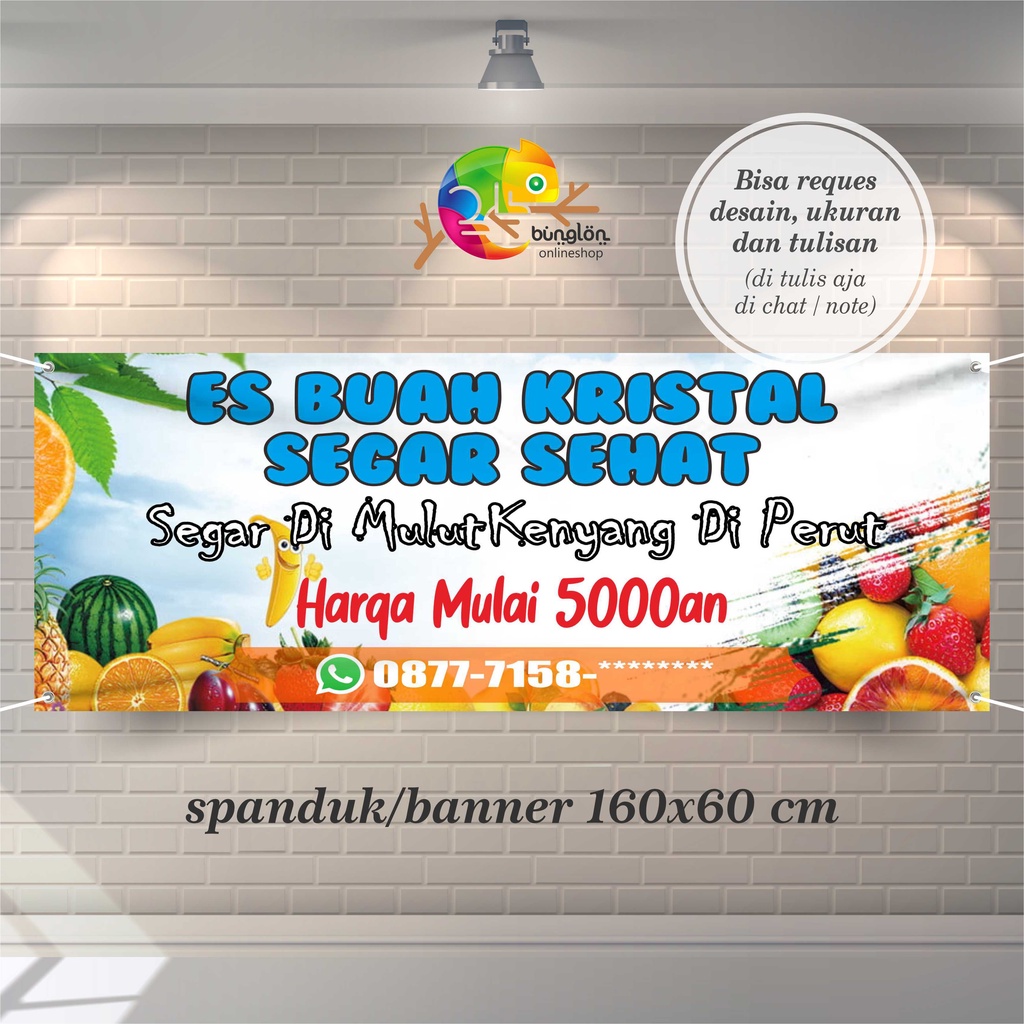 Jual Spanduk Banner 160x60 Cm Es Buah Kristal Free Desain Shopee