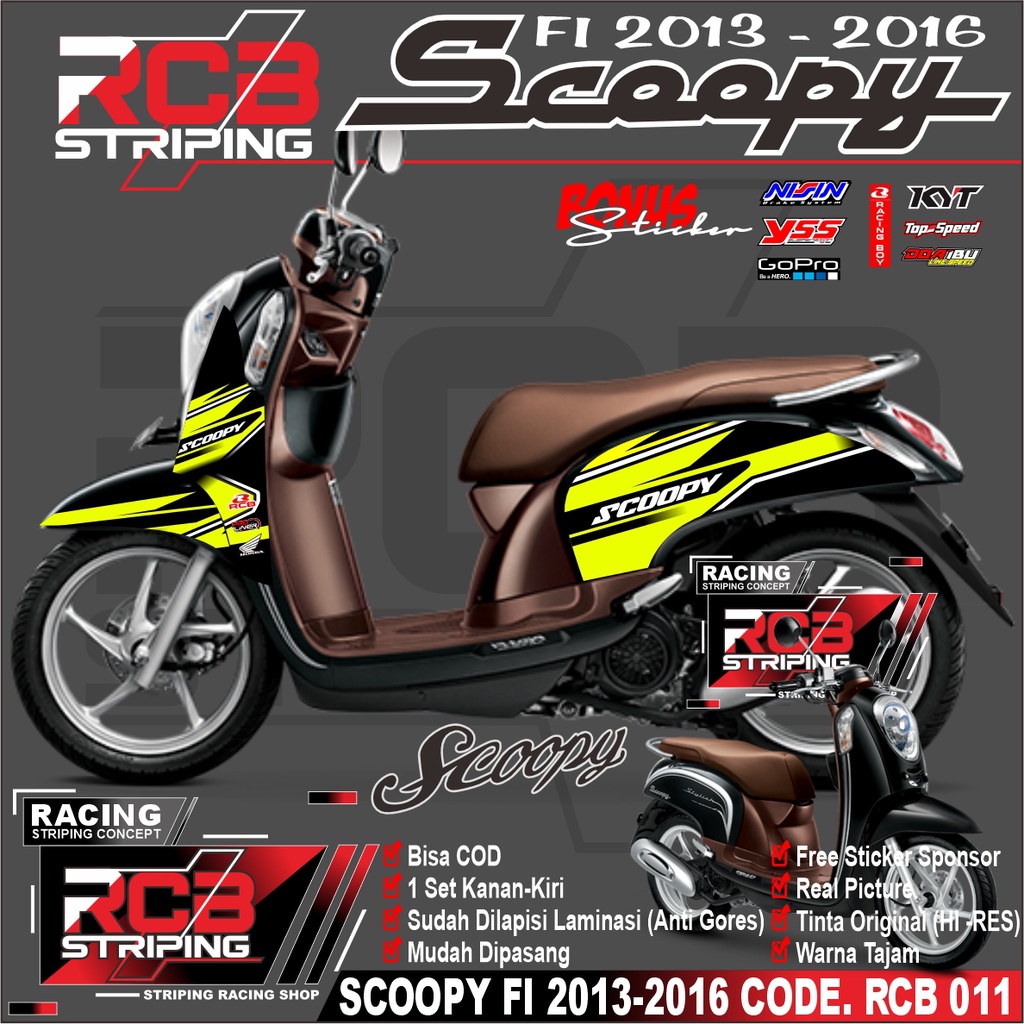 STIKER SET BUAT MOTOR SCOOPY FI 2013 - 2016 VARIASI SCOOPY FI STRIPING SETIKER. RCB 011