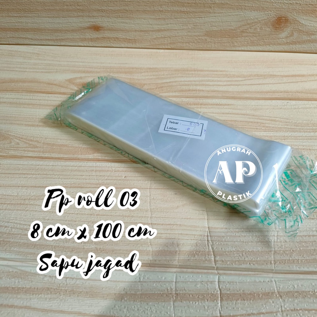 Plastik PP Roll uk 8 cm x 100 meter / PP roll pusaka per pack