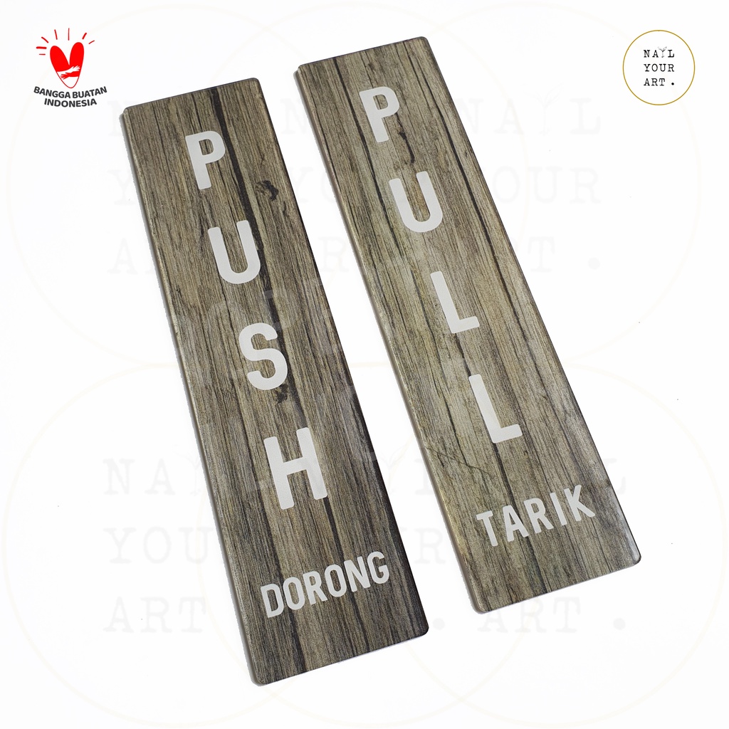 Signage AKRILIK 1 SET PUSH PULL - TARIK DORONG - OLD WOOD