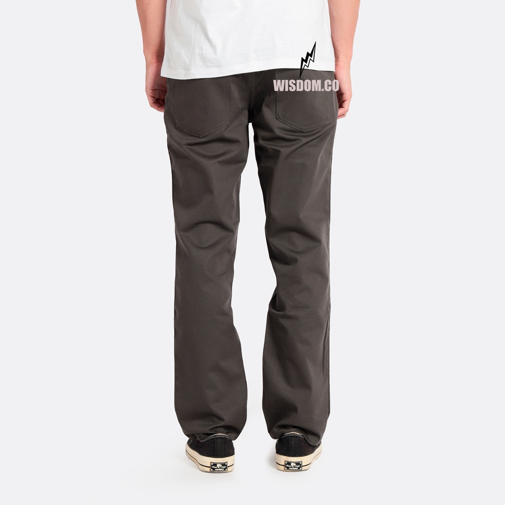 WISDOM Chino Pants Straight Canvas Walker Dark Grey