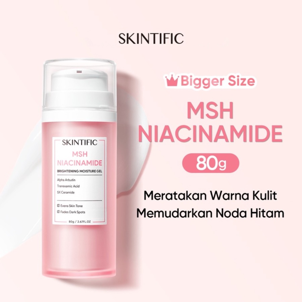 SKINTIFIC [Big Size] MSH Niacinamide Brightening Moisture Gel 80 Gr | Moisturizer | Glowing | Pencerah | Cream Pemutih Wajah