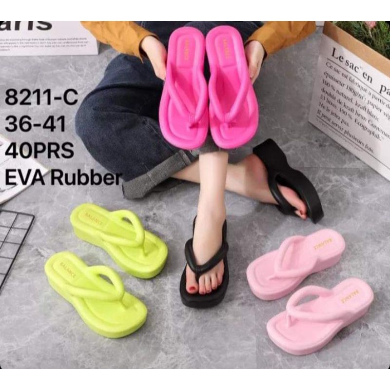 36-41 Sandal wanita jepit wedges EVA RUBBER 8211 Sandal wanita kekinian model SANDAL KOREA WEDGES JE