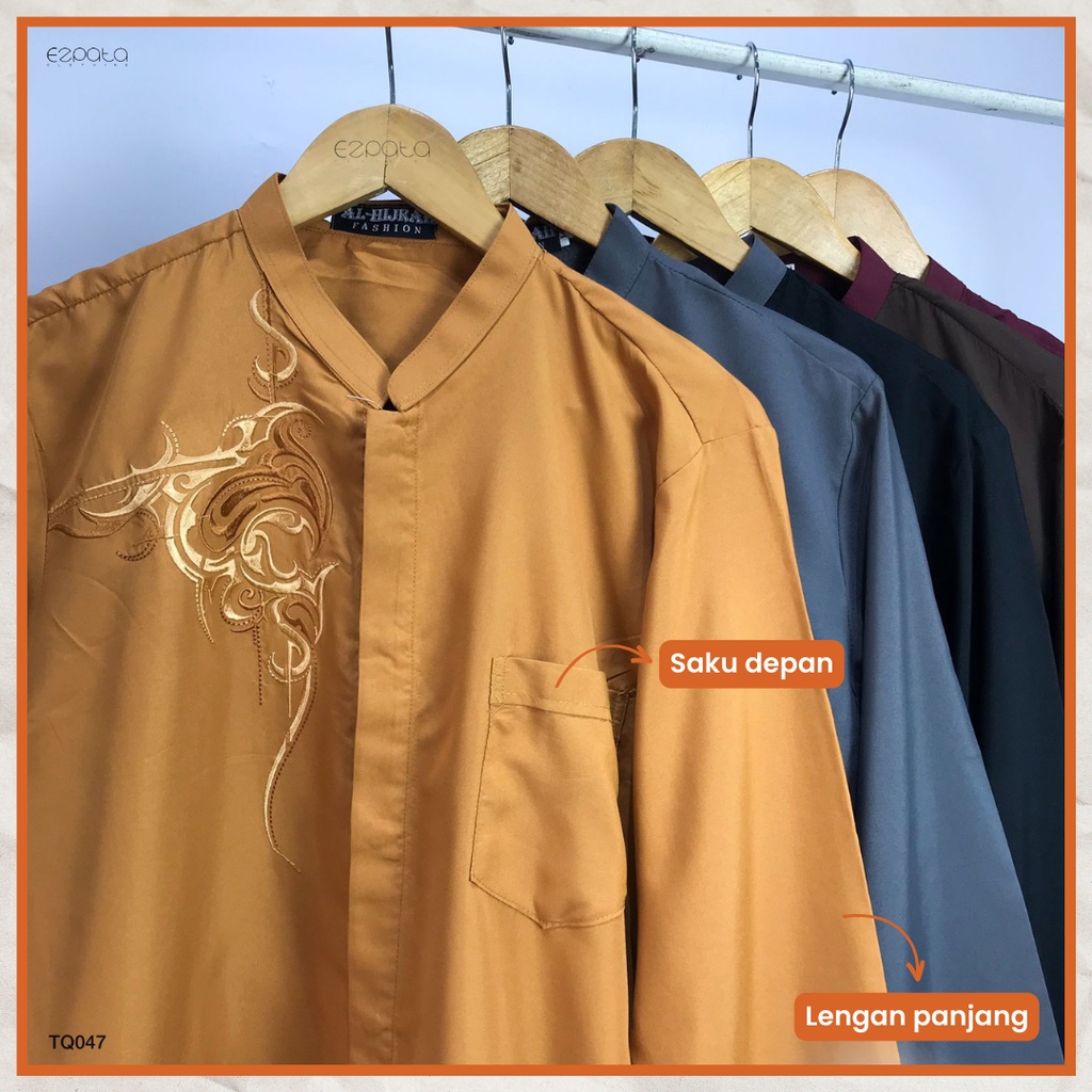 Baju Koko Bordir Polos Taqwa Lengan Panjang Katun Premium Saku Depan Model Baru Ramadhan Idul Fitri 2023