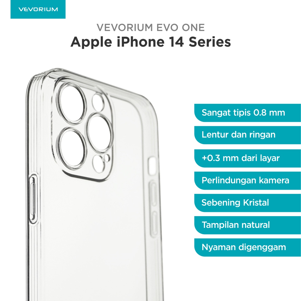 VEVORIUM EVO ONE Apple iPhone 14 PRO 14 PRO MAX 14 BIASA Clear Soft Case Bening