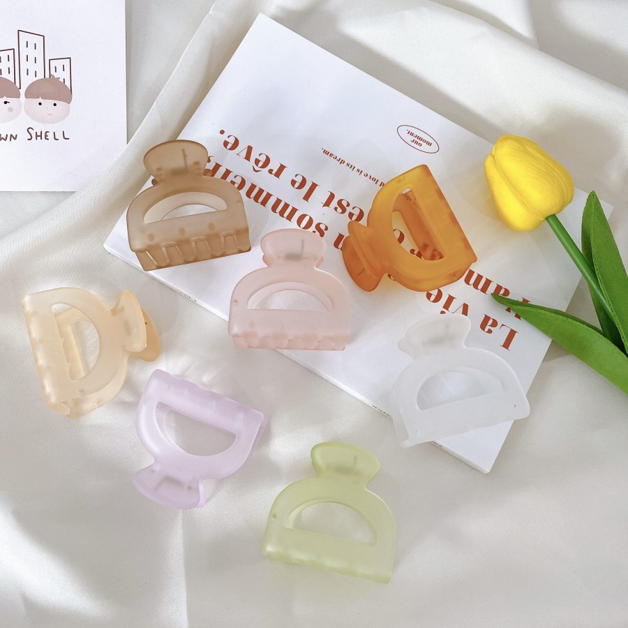 PREMIUM Jedai Doff Transparan 5CM Model Busur - Jepit Salon Bubble Gum Jepitan Rambut Korea - Transparan Matte Hair Claw Clips