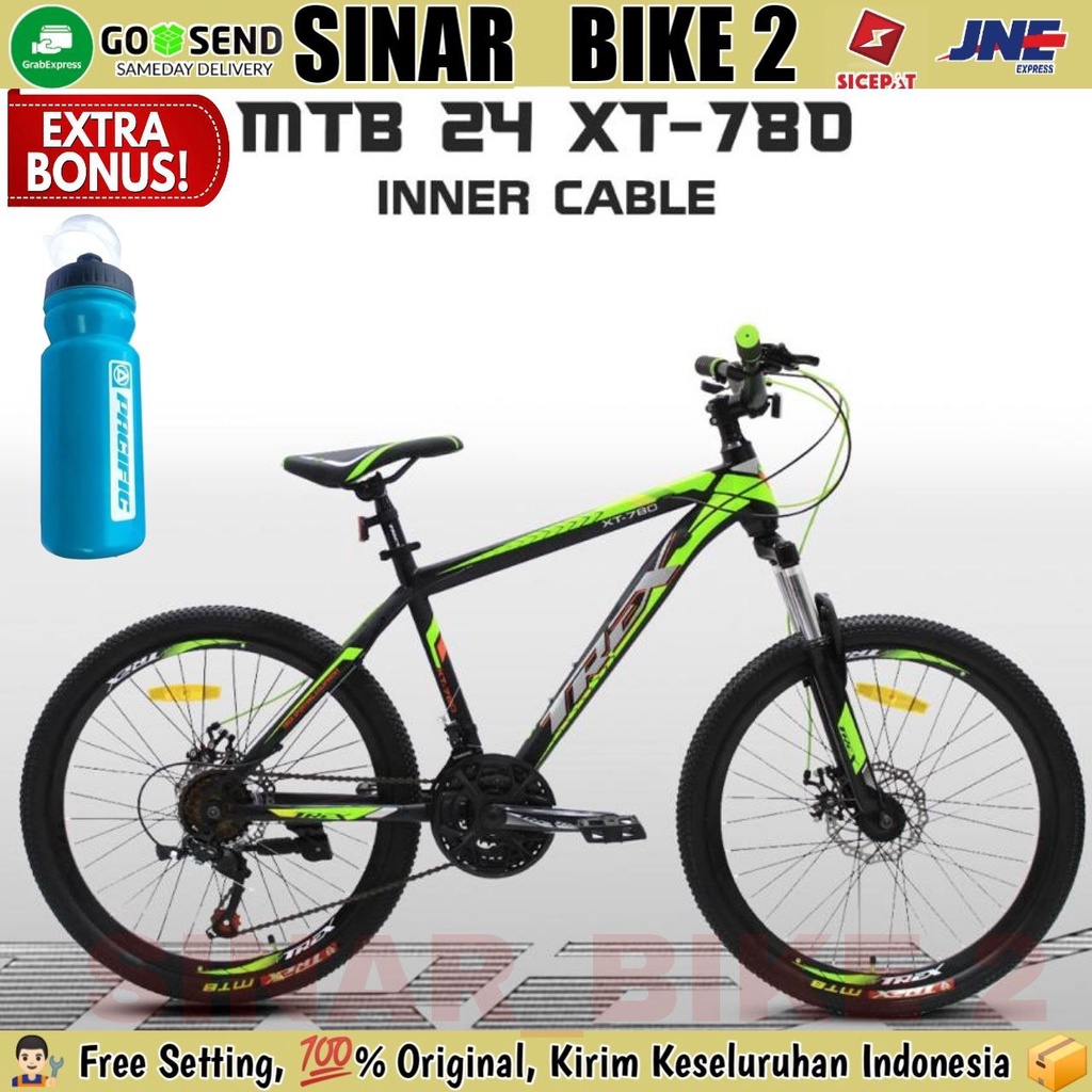 Sepeda Gunung MTB TREX XT-780 Ukuran 24 inch Rem Cakram 21 Speed