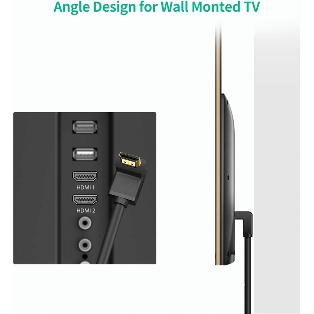 UGREEN Kabel HDMI V2.0 Siku Right Angle 90 Derajat male to male