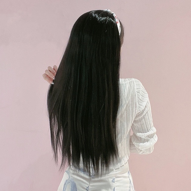 Wig Bando Cantik Wanita Simple Korean Version Long Straight Hair Wig Headband