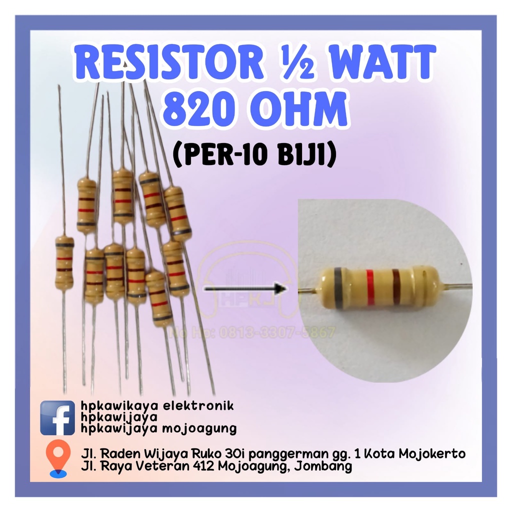 ( 45PCS ) RESISTOR 1/2 WATT 820 OHM 1/2watt 820 ohm R 1/2 watt 820ohm
