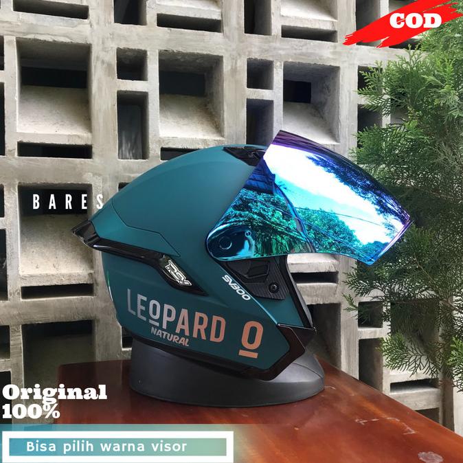 Helm Rsv Sv300 Half Face Virdian Hue Paket Spoiler Visor Blue Leopard