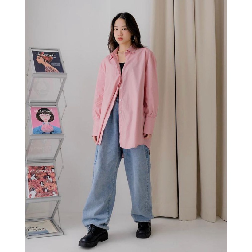 Kemeja Oversized Wanita Kalena / Kemeja Korea Oversize Wanita Kalena Shirt