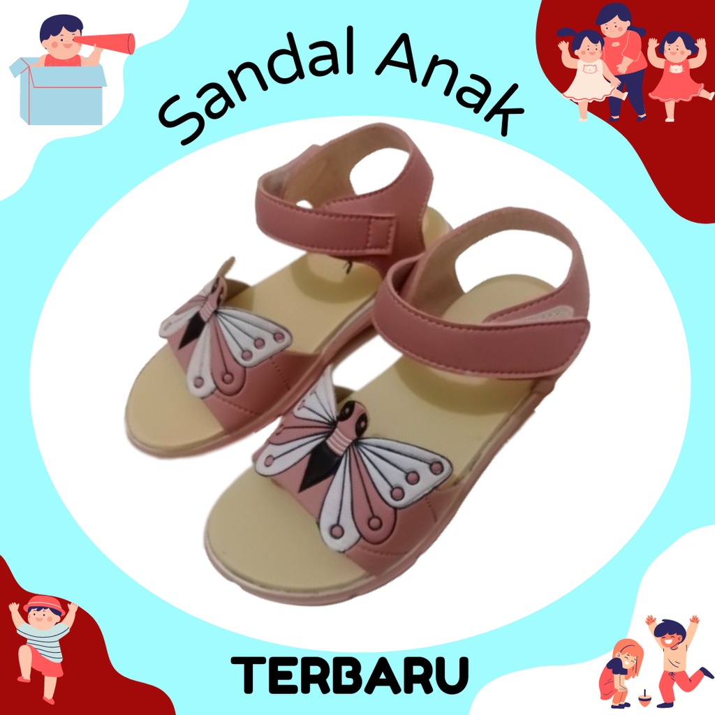 Sandal Anak Perempuan Motif Kupu kupu | Sandal Aanak Anak Masakini