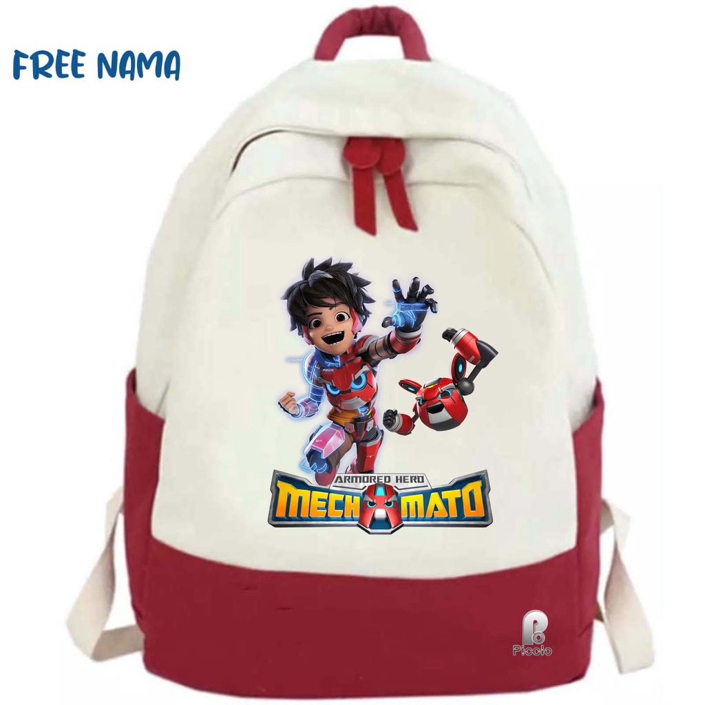 TAS RANSEL BACKPACK ANAK SEKOLAH MOTIF KARTUN MECHAMATO UNISEX (FREE NAMA)