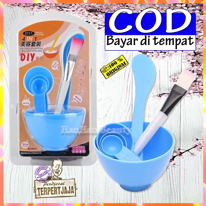 Mangkok Masker 1 Set Lengkap Masker Paket Alat Masker 4in1 Mangkok Masker Spatula Masker Kuas / Brus