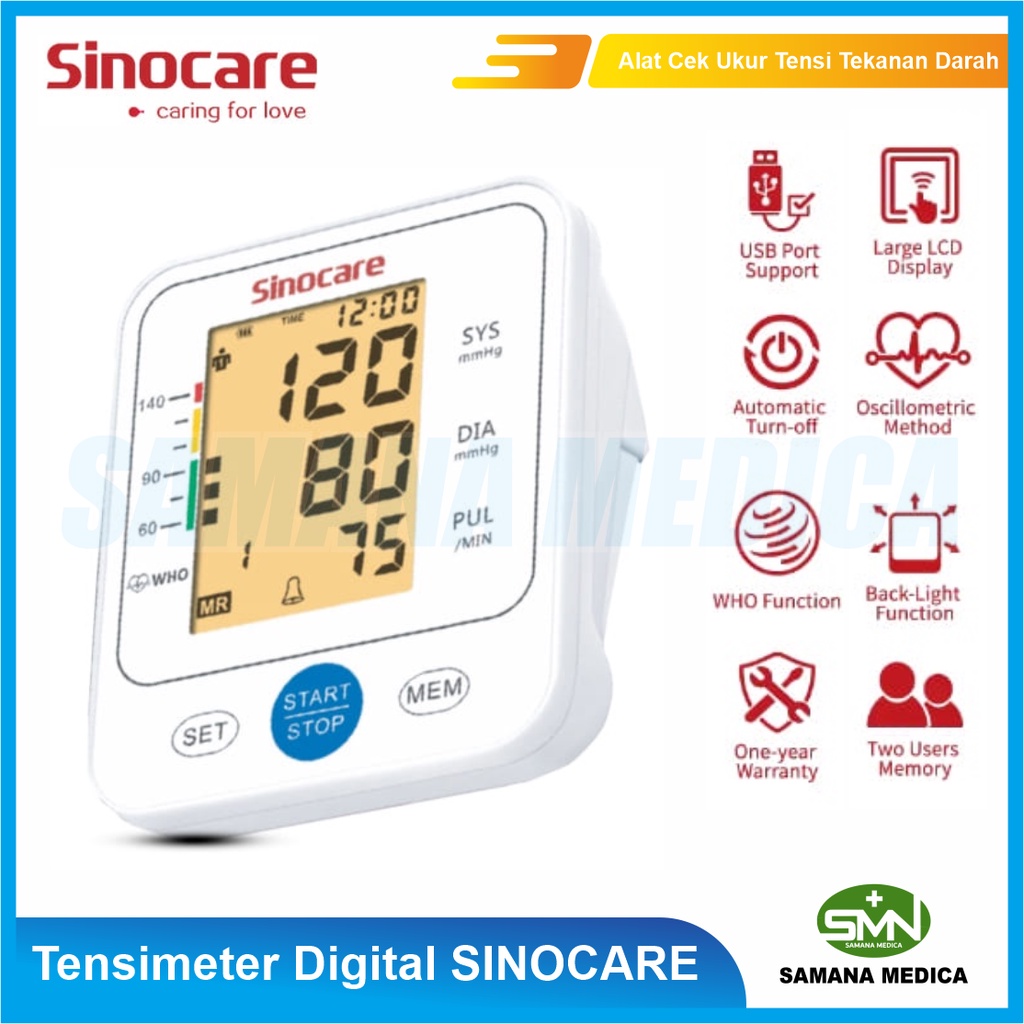 Tensimeter Digital SINOCARE BSX516 Alat Cek Ukur Tensi Tekanan Darah Promo