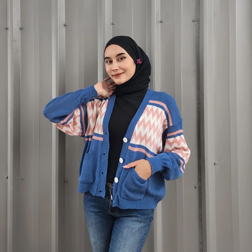 [CYC | COD] Outwear Cindy Zigzag Outer | Rajut Cardigan Wanita Trendy Murah