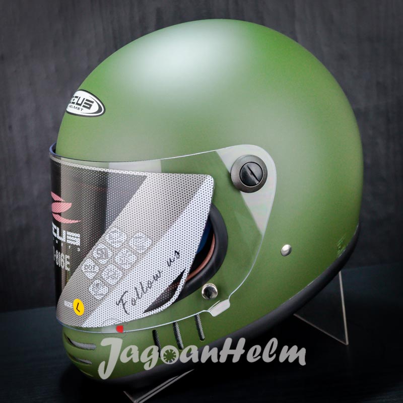 ZEUS HELM ZS816E SOLID | FLAT GREEN | RETRO ZS 816E CLASSIC ZS-816E
